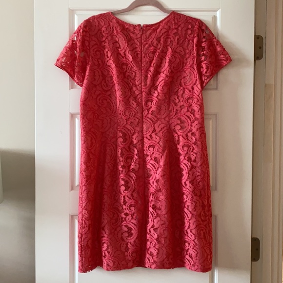 Ann Taylor pink/salmon lace mini dress - Picture 2 of 5